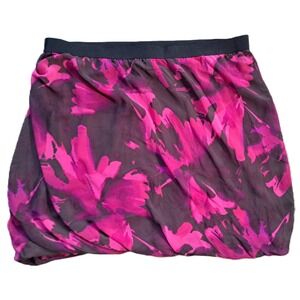 Ann Taylor Loft Y2K Pink Floral Bubble Hem Mini Skirt Elastic Waist Size L NWT
